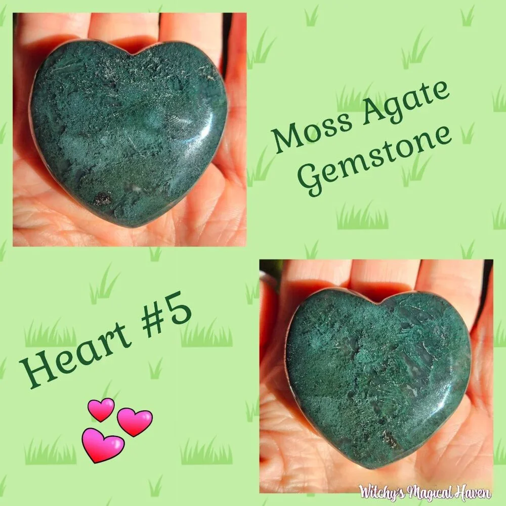 Moss Agate Gemstone Crystal Hearts